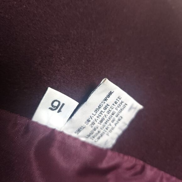 VINTAGE FORECASTER LAMBSWOOL WINE COAT WITH FOX COLLAR SIZE 16 - Picture 10 of 11